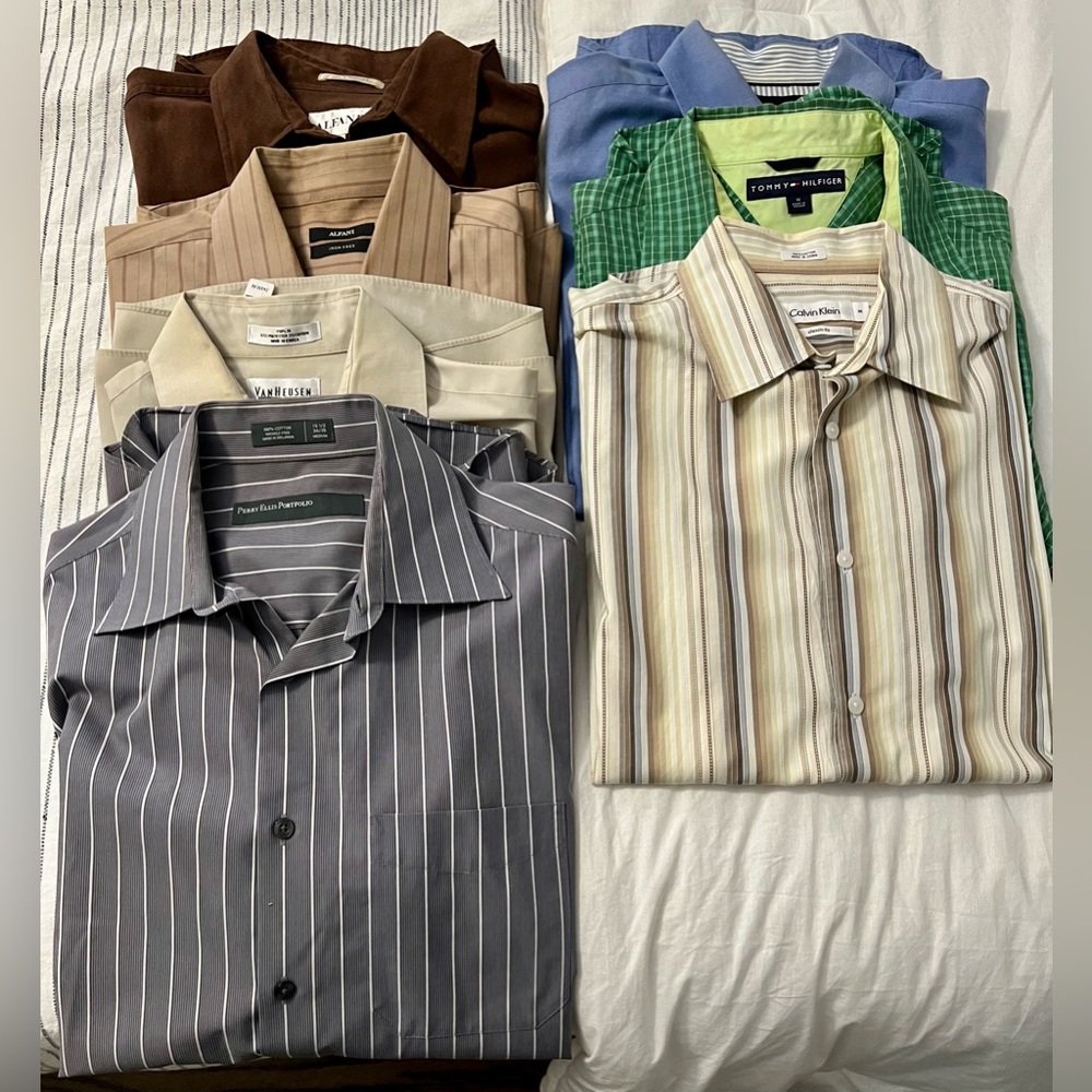 Bundle of (7) Early 2000s Dress Collared Shirts, M